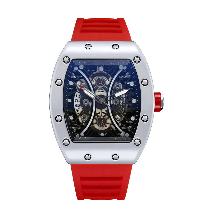 Automatic Quartz Hollow Luminous Waterproof Barrel-shaped Men