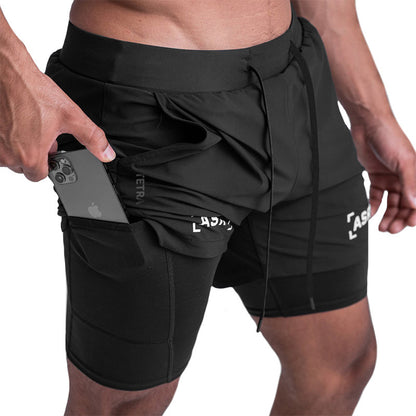 Outdoor Running Fitness Anti-exposure Double Layer Quick-drying Basketball Shorts