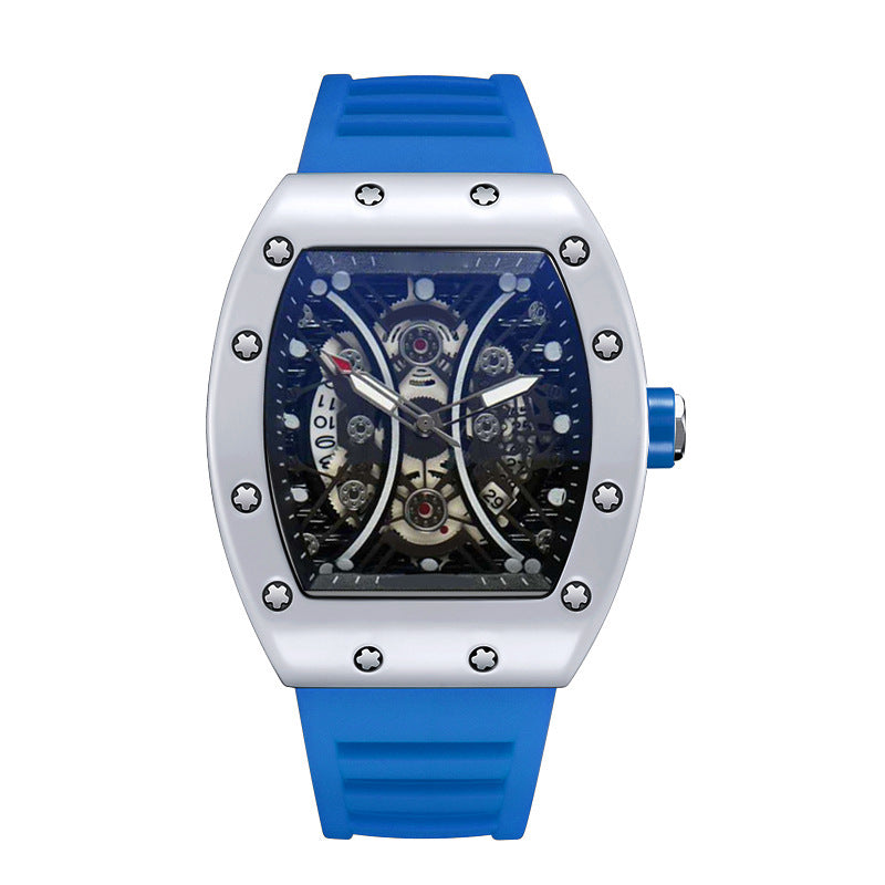 Automatic Quartz Hollow Luminous Waterproof Barrel-shaped Men