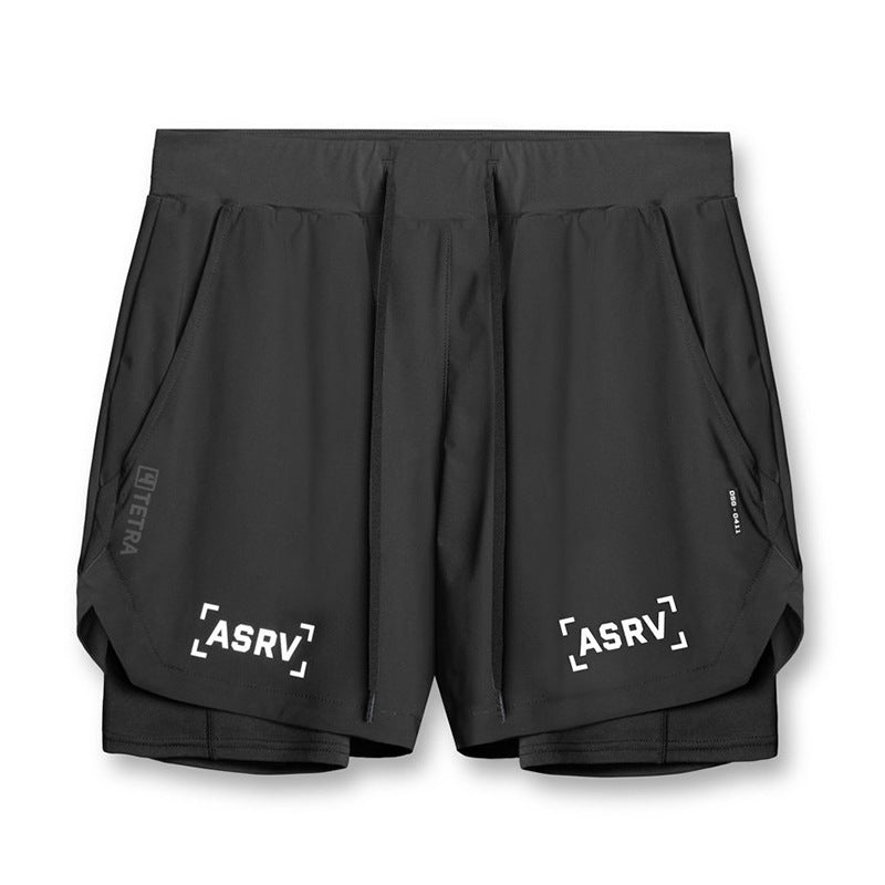 Outdoor Running Fitness Anti-exposure Double Layer Quick-drying Basketball Shorts